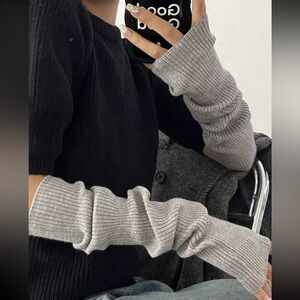 1pair Solid Knit Gloves